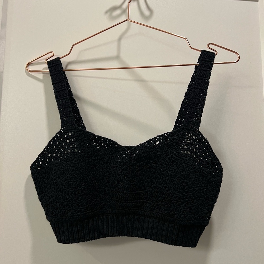Future Collective Sweetheart Open-Work Stitch Crop Top